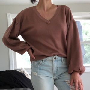Mauve Puff Sleeve Sweater